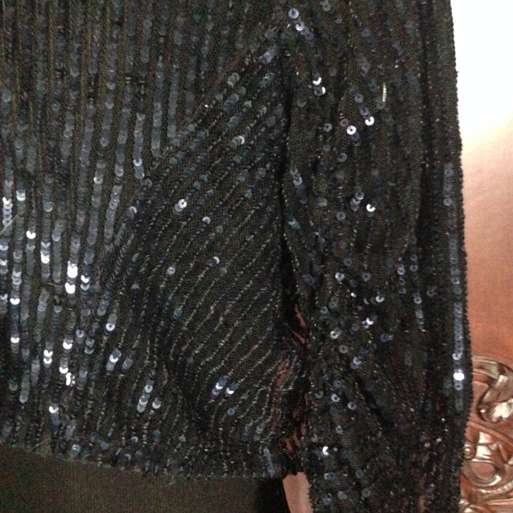 NWT FREE PEOPLE CROPPED BLUE SEQUIN JACKET, SIZE S - Picture 6 of 7